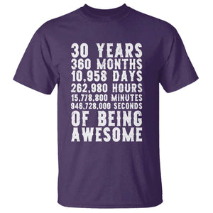 Funny 30th Birthday T Shirt Thirty Years Of Being Awesome TS12 Purple Print Your Wear