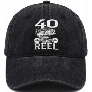 Still Keeping It Reel At 40 Washed Cotton Baseball Cap Fisherman Birthday Gift TS12 Print Your Wear