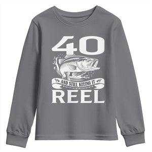 Still Keeping It Reel At 40 Youth Sweatshirt Fisherman Birthday Gift TS12 Charcoal Print Your Wear