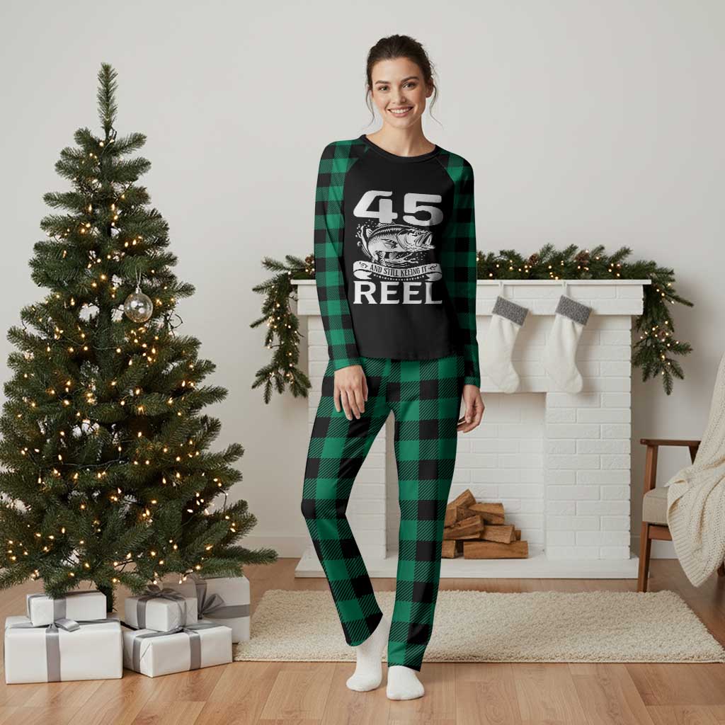Still Keeping It Reel At 45 Plaid Pajama Set Fisherman Birthday Gift TS12 Green Plaid Print Your Wear