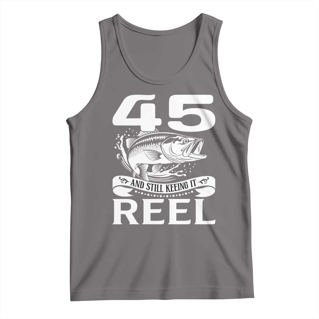 Still Keeping It Reel At 45 Tank Top Fisherman Birthday Gift TS12 Deep Heather Print Your Wear