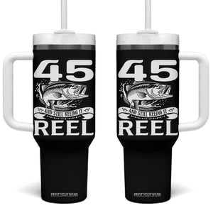 Still Keeping It Reel At 45 Tumbler With Handle Fisherman Birthday Gift TS12 One Size: 40 oz Black Print Your Wear