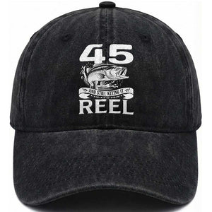 Still Keeping It Reel At 45 Washed Cotton Baseball Cap Fisherman Birthday Gift TS12 Print Your Wear
