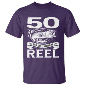 Still Keeping It Reel At 50 T Shirt Fisherman Birthday Gift TS12 Purple Print Your Wear