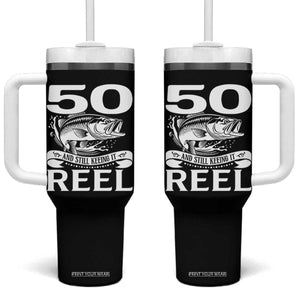 Still Keeping It Reel At 50 Tumbler With Handle Fisherman Birthday Gift TS12 One Size: 40 oz Black Print Your Wear
