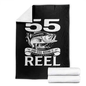 Still Keeping It Reel At 55 Throw Blanket Fisherman Birthday Gift TS12 Black Print Your Wear