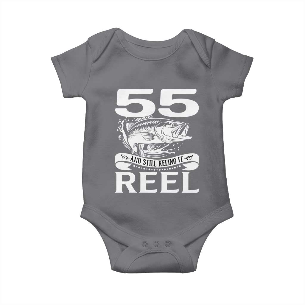Still Keeping It Reel At 55 Baby Onesie Fisherman Birthday Gift TS12 Charcoal Print Your Wear
