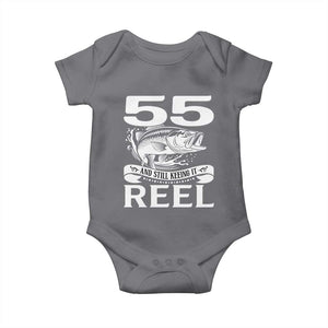 Still Keeping It Reel At 55 Baby Onesie Fisherman Birthday Gift TS12 Charcoal Print Your Wear
