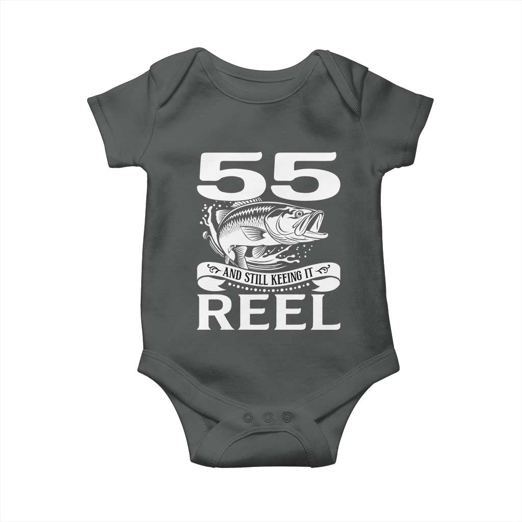 Still Keeping It Reel At 55 Baby Onesie Fisherman Birthday Gift TS12 Dark Heather Print Your Wear