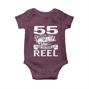 Still Keeping It Reel At 55 Baby Onesie Fisherman Birthday Gift TS12 Maroon Print Your Wear