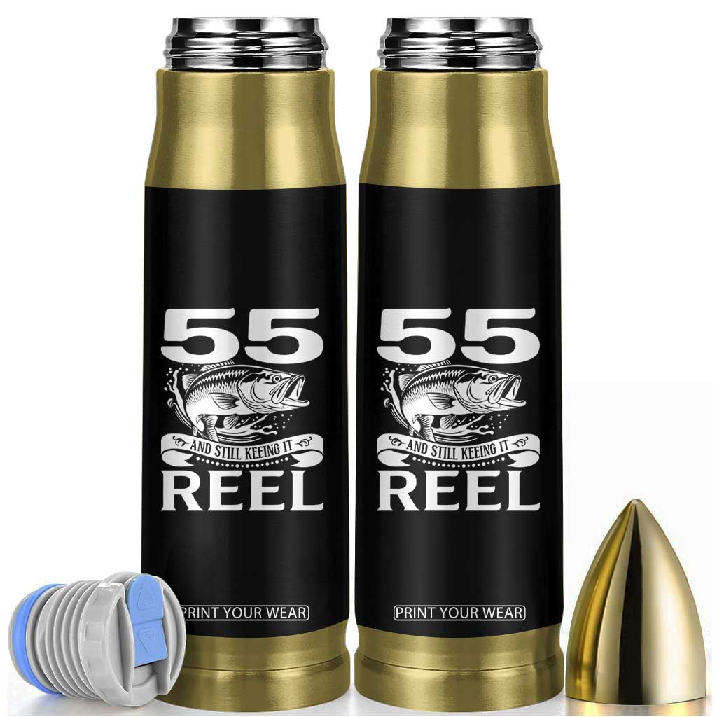 Still Keeping It Reel At 55 Bullet Tumbler Fisherman Birthday Gift TS12 Black Print Your Wear