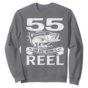 Still Keeping It Reel At 55 Sweatshirt Fisherman Birthday Gift TS12 Charcoal Print Your Wear