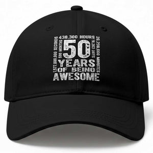 Funny 50th Birthday Gift Baseball Cap 50 Years Of Being Awesome TS12 Print Your Wear