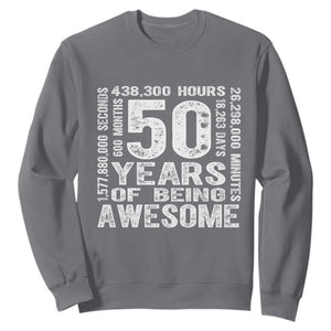 Funny 50th Birthday Gift Sweatshirt 50 Years Of Being Awesome TS12 Charcoal Print Your Wear