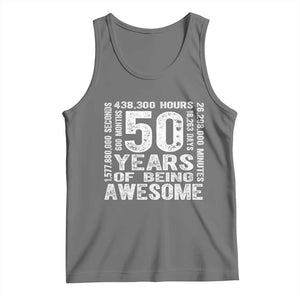 Funny 50th Birthday Gift Tank Top 50 Years Of Being Awesome TS12 Black Heather Print Your Wear