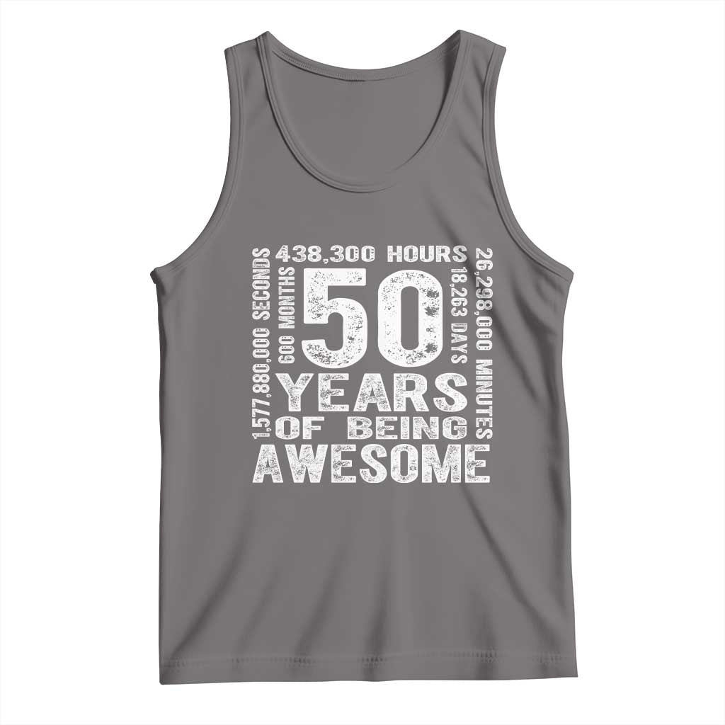 Funny 50th Birthday Gift Tank Top 50 Years Of Being Awesome TS12 Deep Heather Print Your Wear