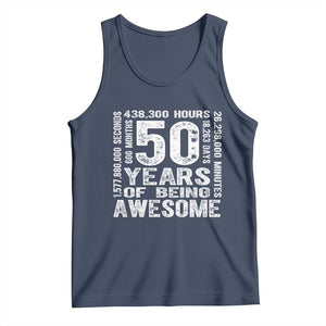 Funny 50th Birthday Gift Tank Top 50 Years Of Being Awesome TS12 Navy Print Your Wear