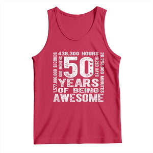 Funny 50th Birthday Gift Tank Top 50 Years Of Being Awesome TS12 Red Print Your Wear