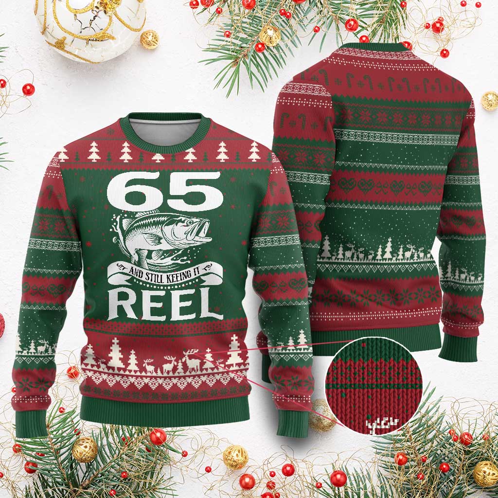 Still Keeping It Reel At 65 Ugly Christmas Sweater Fisherman Birthday Gift TS12 Red Green Print Your Wear