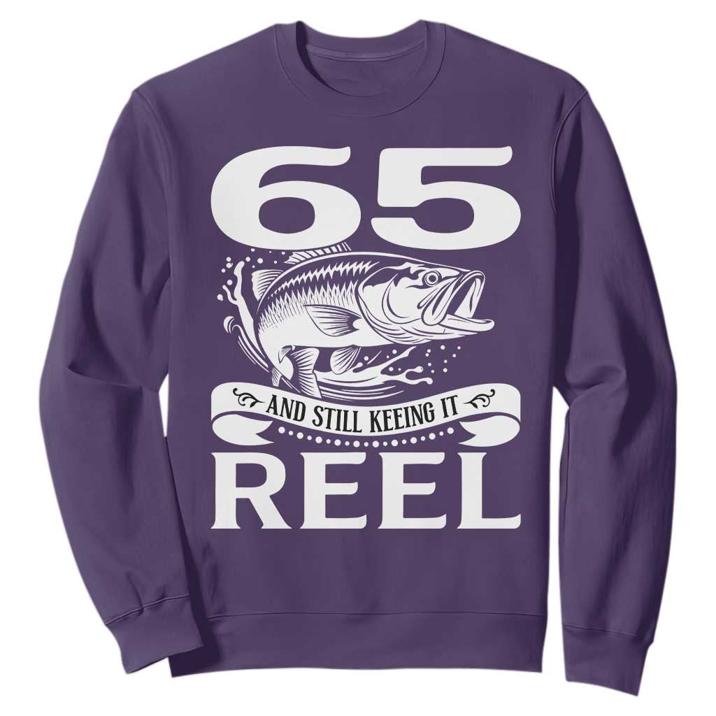 Still Keeping It Reel At 65 Sweatshirt Fisherman Birthday Gift TS12 Purple Print Your Wear