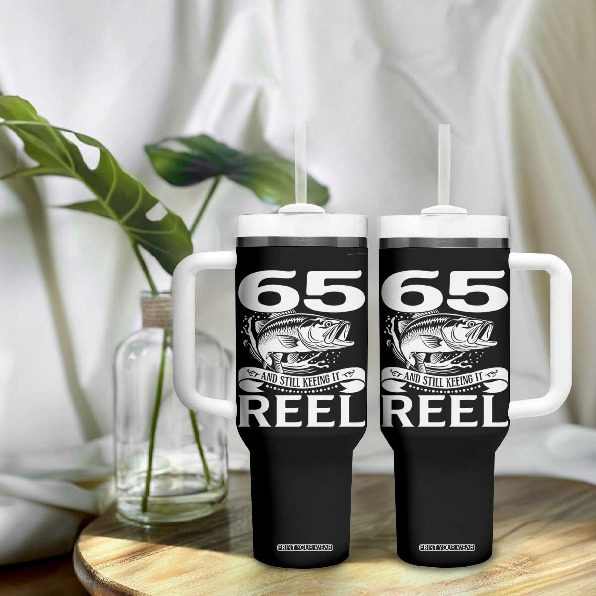 Still Keeping It Reel At 65 Tumbler With Handle Fisherman Birthday Gift TS12 Print Your Wear
