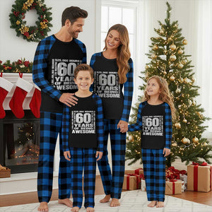 60th Milestone Birthday Gift Plaid Pajama Set 60 Years Of Being Awesome TS12 Blue Plaid Print Your Wear