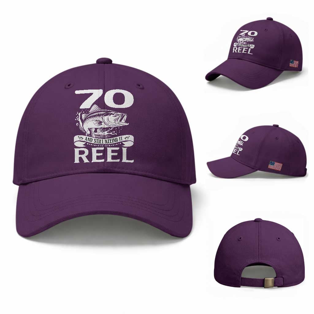 Still Keeping It Reel At 70 Baseball Cap Fisherman Birthday Gift TS12 Baseball Cap Universal Fit Purple Print Your Wear
