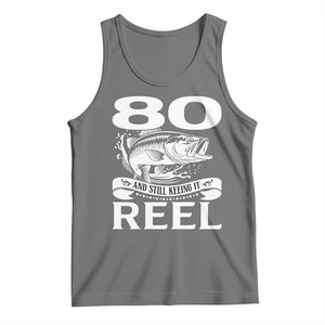 Still Keeping It Reel At 80 Tank Top Fisherman Birthday Gift TS12 Black Heather Print Your Wear