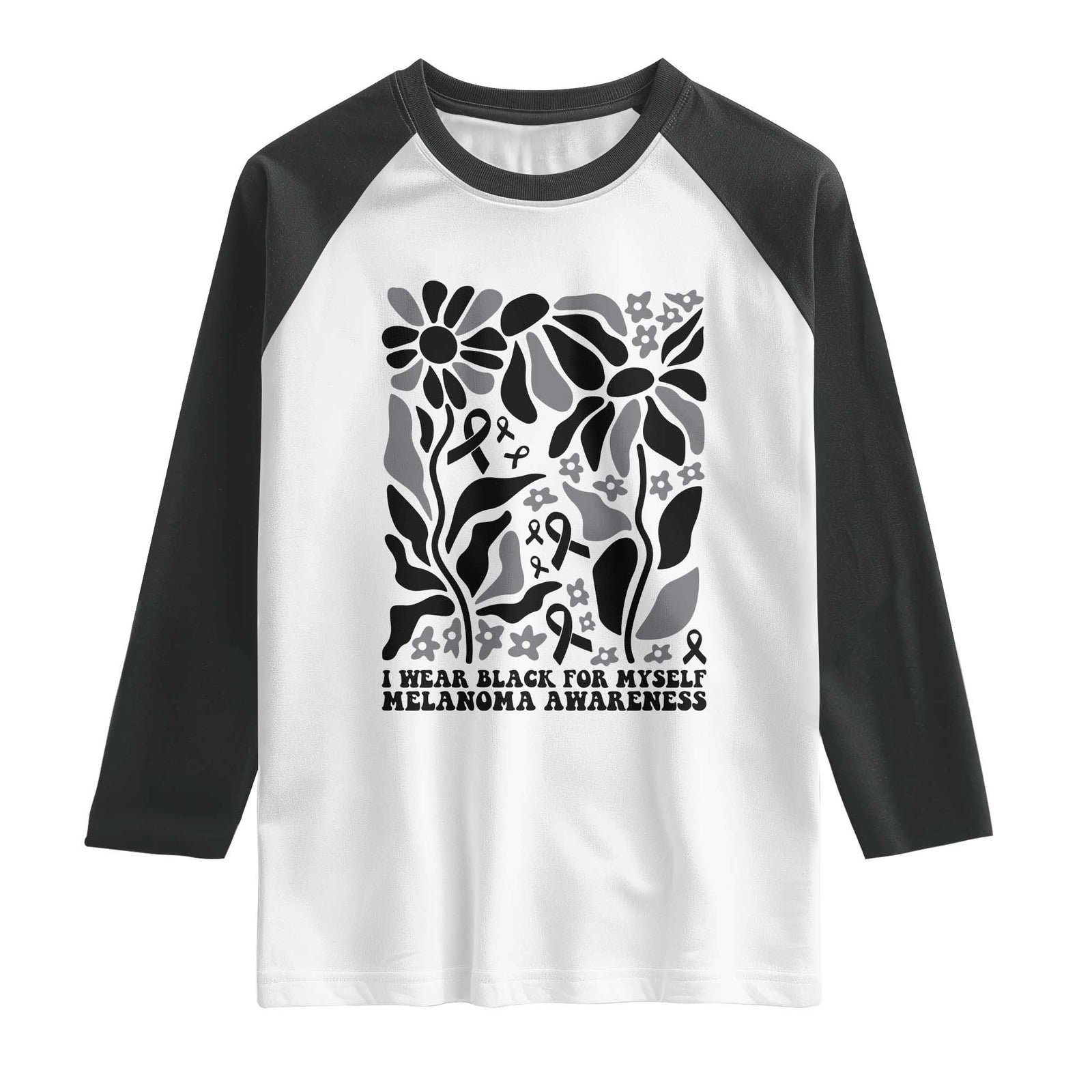 Melanoma Awareness Raglan Shirt I Wear Black For Myself Skin Cancer Survivor TS12 White Black Print Your Wear