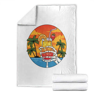 Tropical Skeleton Summerween Throw Blanket Beach Cocktail Vacation TS12 White Print Your Wear