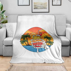 Tropical Skeleton Summerween Throw Blanket Beach Cocktail Vacation TS12 Print Your Wear