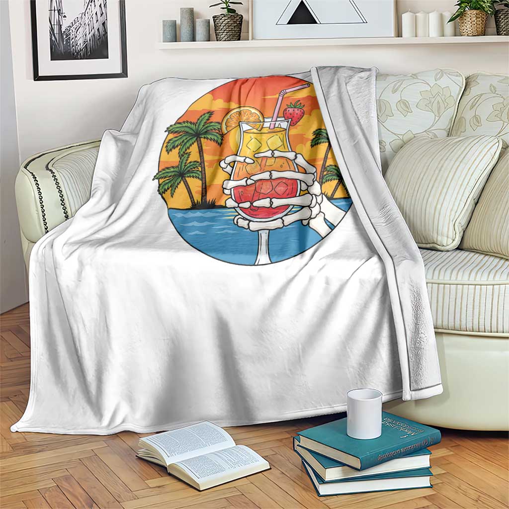 Tropical Skeleton Summerween Throw Blanket Beach Cocktail Vacation TS12 Print Your Wear