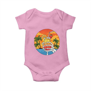 Tropical Skeleton Summerween Baby Onesie Beach Cocktail Vacation TS12 Light Pink Print Your Wear