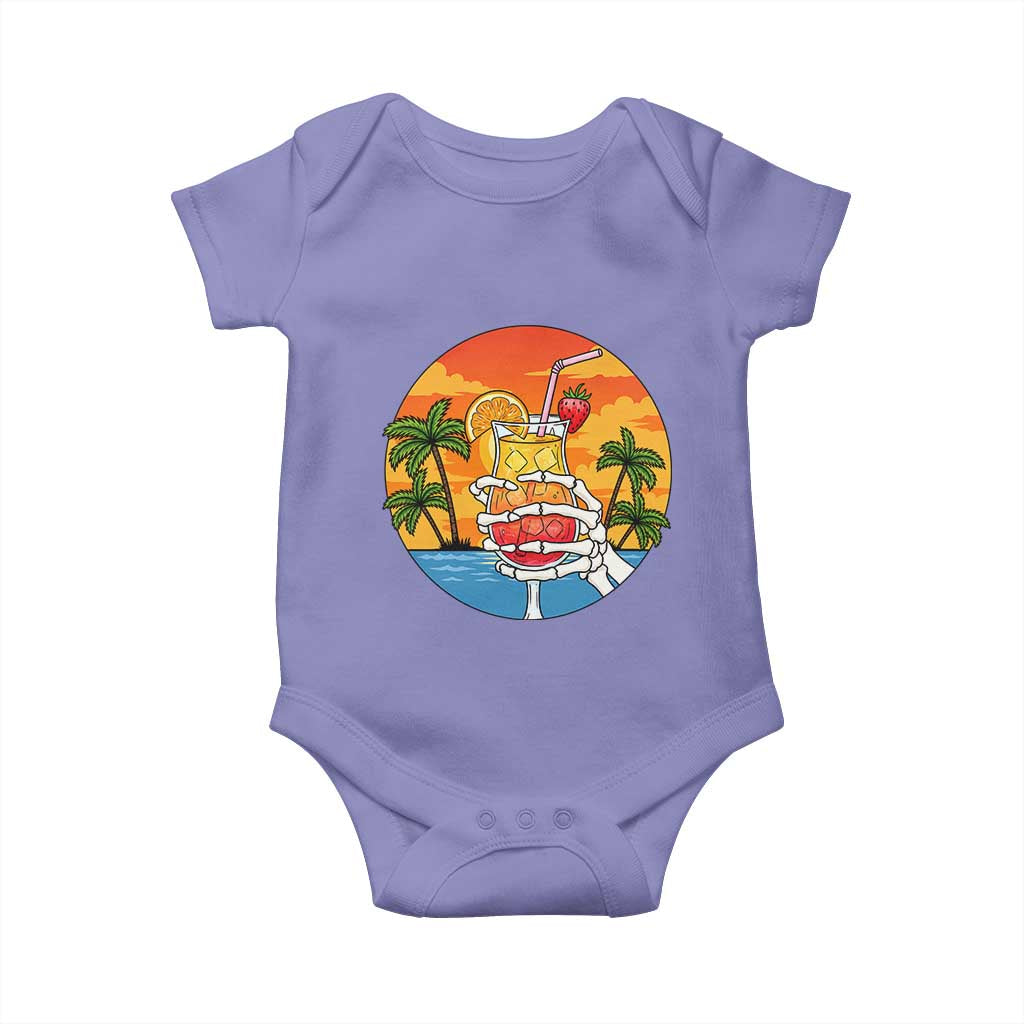 Tropical Skeleton Summerween Baby Onesie Beach Cocktail Vacation TS12 Violet Print Your Wear