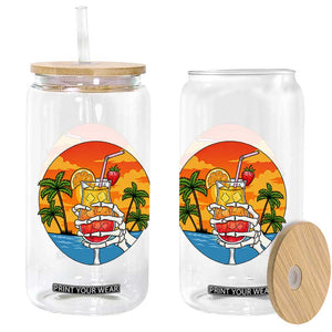 Tropical Skeleton Summerween Glass Can Beach Cocktail Vacation TS12 Print Your Wear