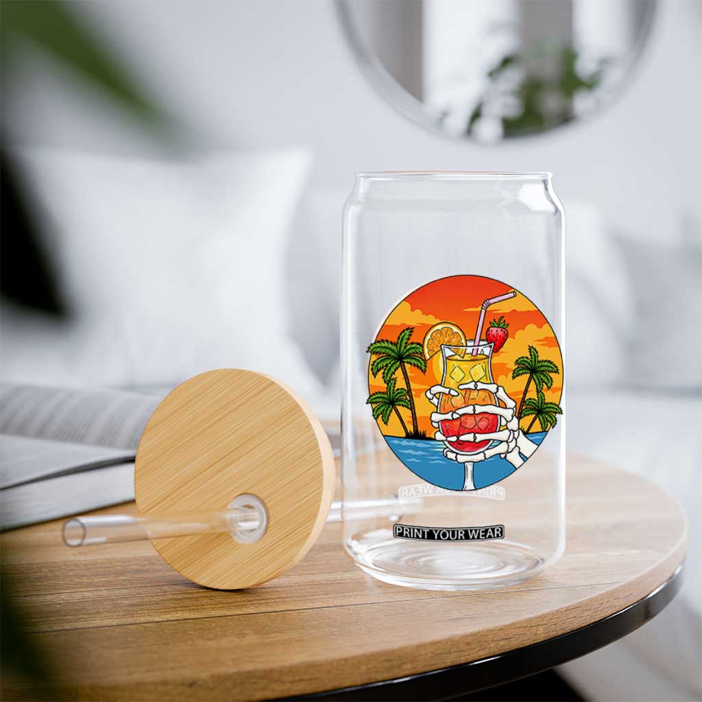 Tropical Skeleton Summerween Glass Can Beach Cocktail Vacation TS12 Print Your Wear