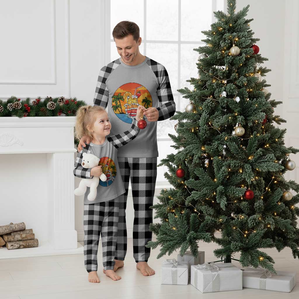 Tropical Skeleton Summerween Plaid Pajama Set Beach Cocktail Vacation TS12 White Plaid Print Your Wear