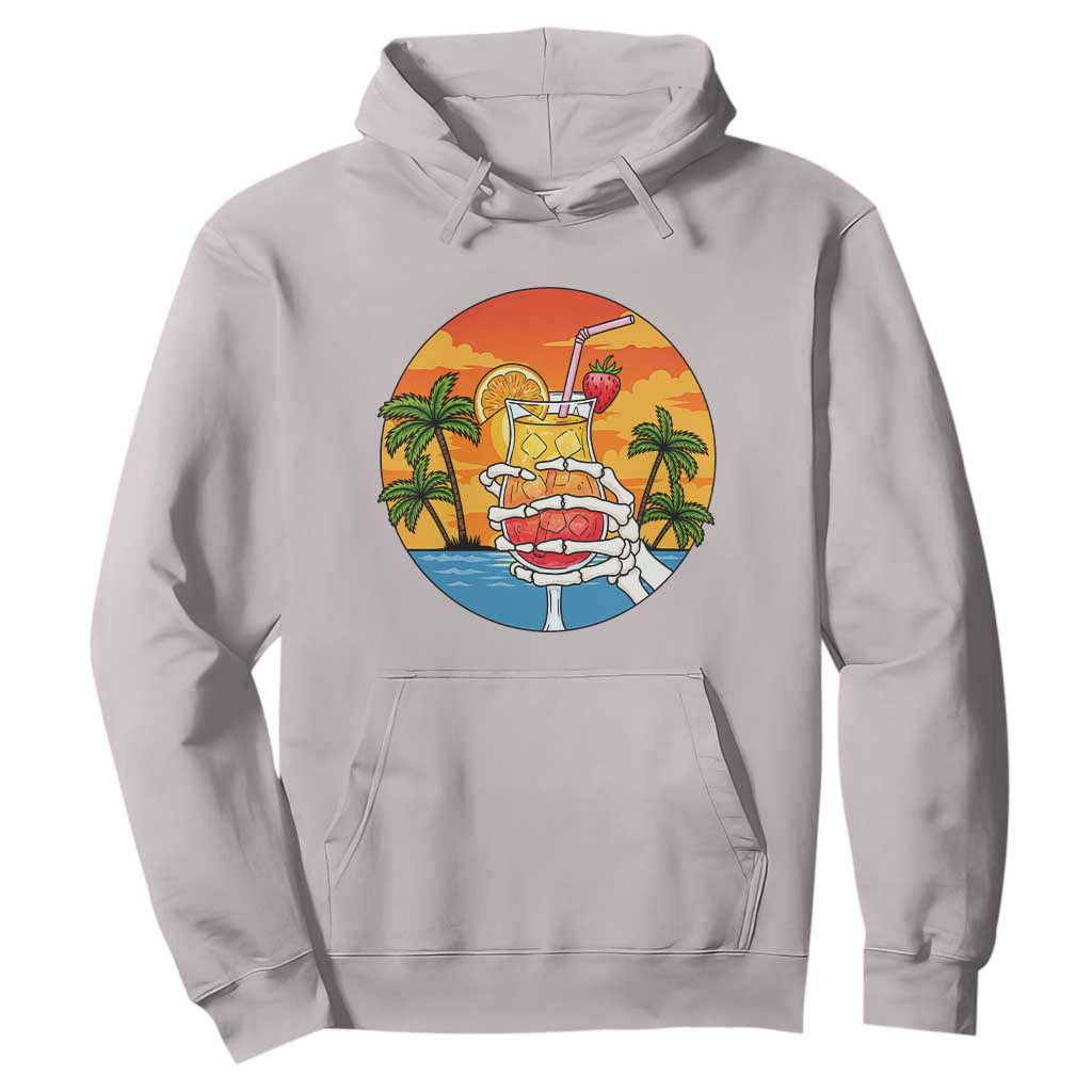 Tropical Skeleton Summerween Hoodie Beach Cocktail Vacation TS12 Ice Gray Print Your Wear