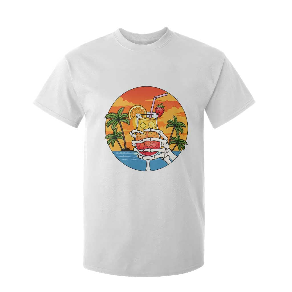 Tropical Skeleton Summerween T Shirt For Kid Beach Cocktail Vacation TS12 White Print Your Wear