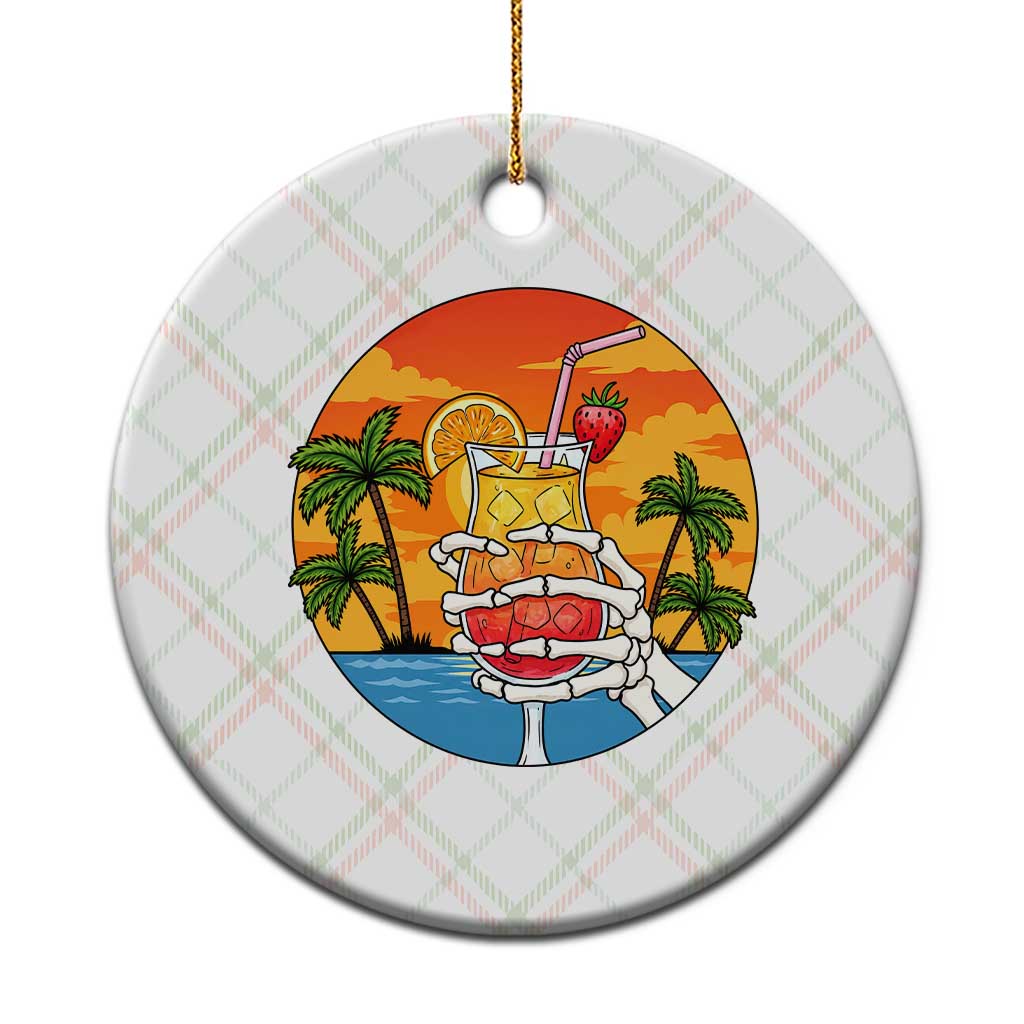 Tropical Skeleton Summerween Ceramic Ornament Beach Cocktail Vacation TS12 1pc Christmas Plaid Print Your Wear