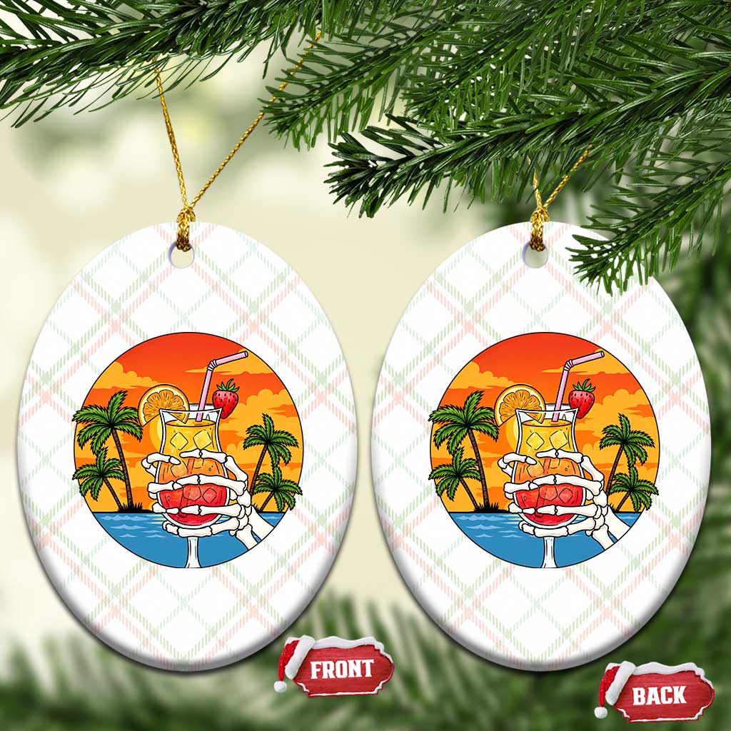Tropical Skeleton Summerween Ceramic Ornament Beach Cocktail Vacation TS12 Print Your Wear