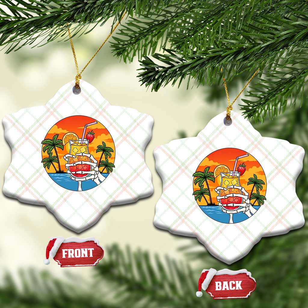 Tropical Skeleton Summerween Ceramic Ornament Beach Cocktail Vacation TS12 Print Your Wear