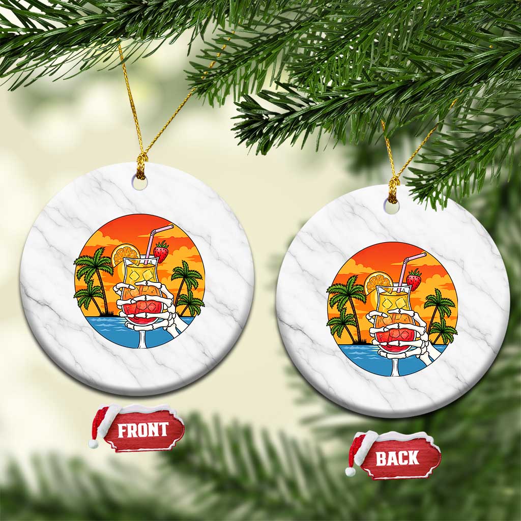 Tropical Skeleton Summerween Ceramic Ornament Beach Cocktail Vacation TS12 1pc White Marble Print Your Wear