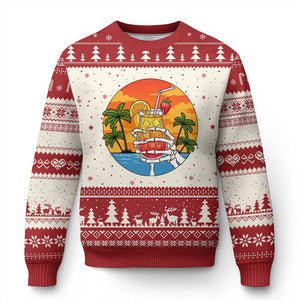 Tropical Skeleton Summerween Ugly Christmas Sweater Beach Cocktail Vacation TS12 Beige Red Print Your Wear
