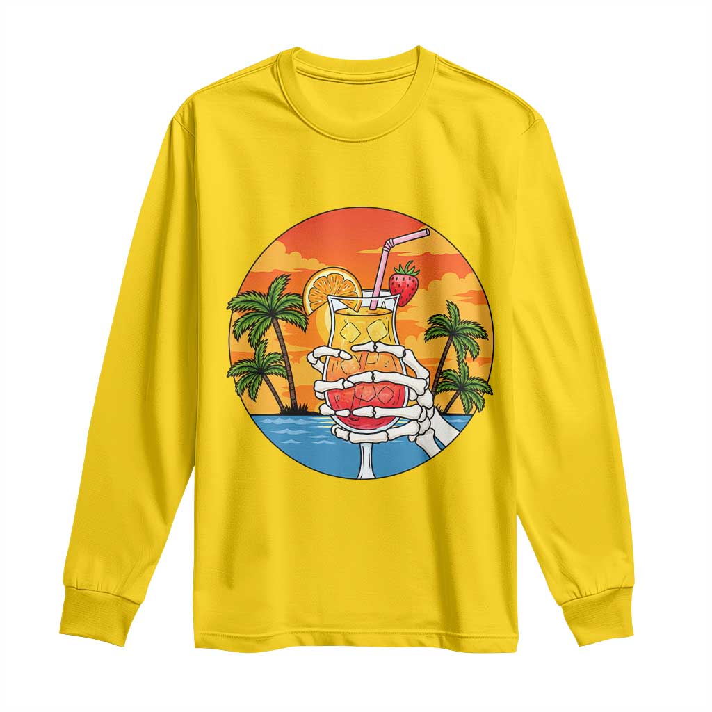 Tropical Skeleton Summerween Long Sleeve Shirt Beach Cocktail Vacation TS12 Daisy Print Your Wear