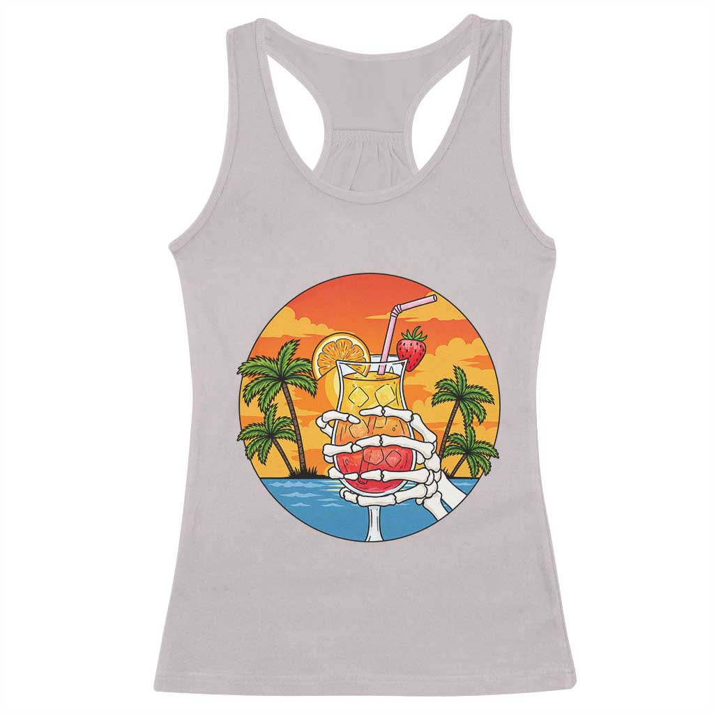 Tropical Skeleton Summerween Racerback Tank Top Beach Cocktail Vacation TS12 Ice Gray Print Your Wear