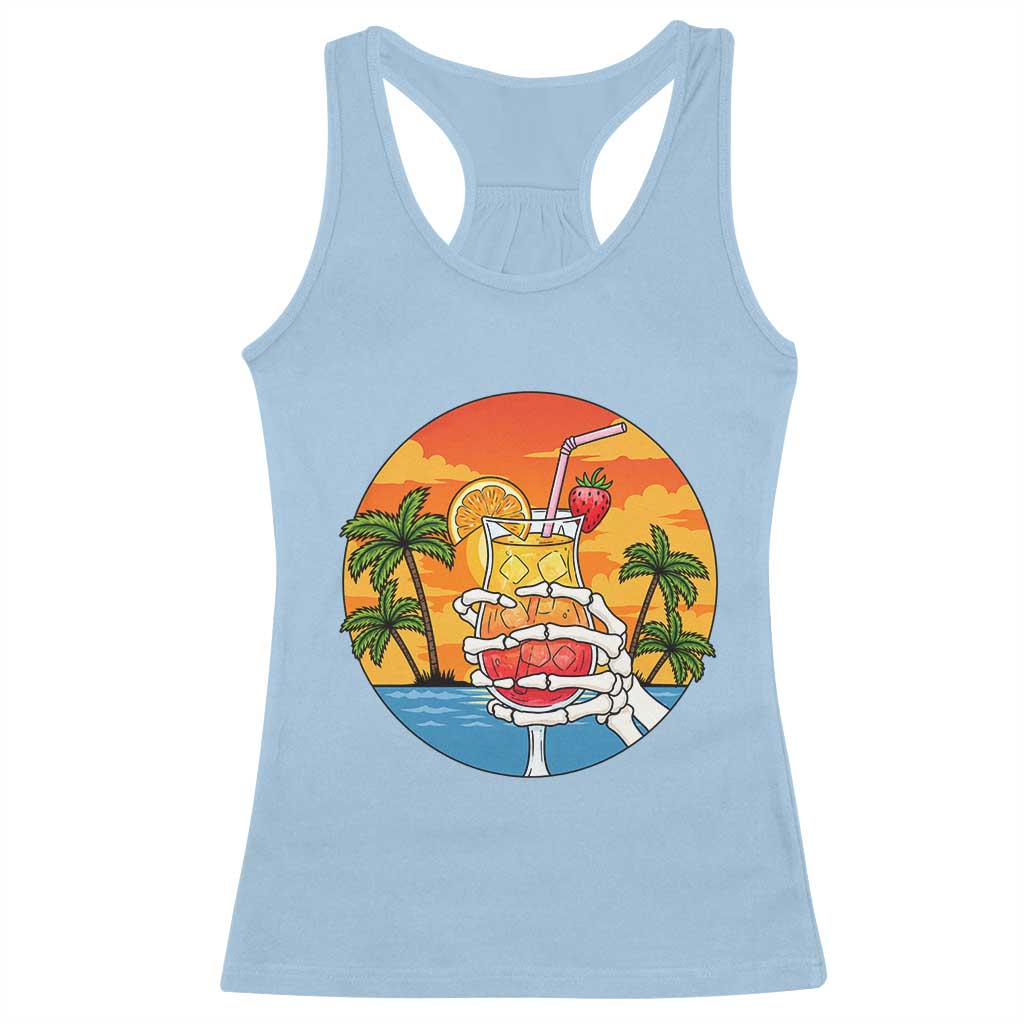 Tropical Skeleton Summerween Racerback Tank Top Beach Cocktail Vacation TS12 Light Blue Print Your Wear