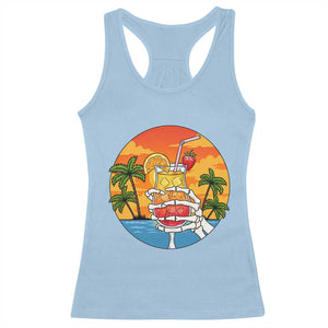 Tropical Skeleton Summerween Racerback Tank Top Beach Cocktail Vacation TS12 Light Blue Print Your Wear