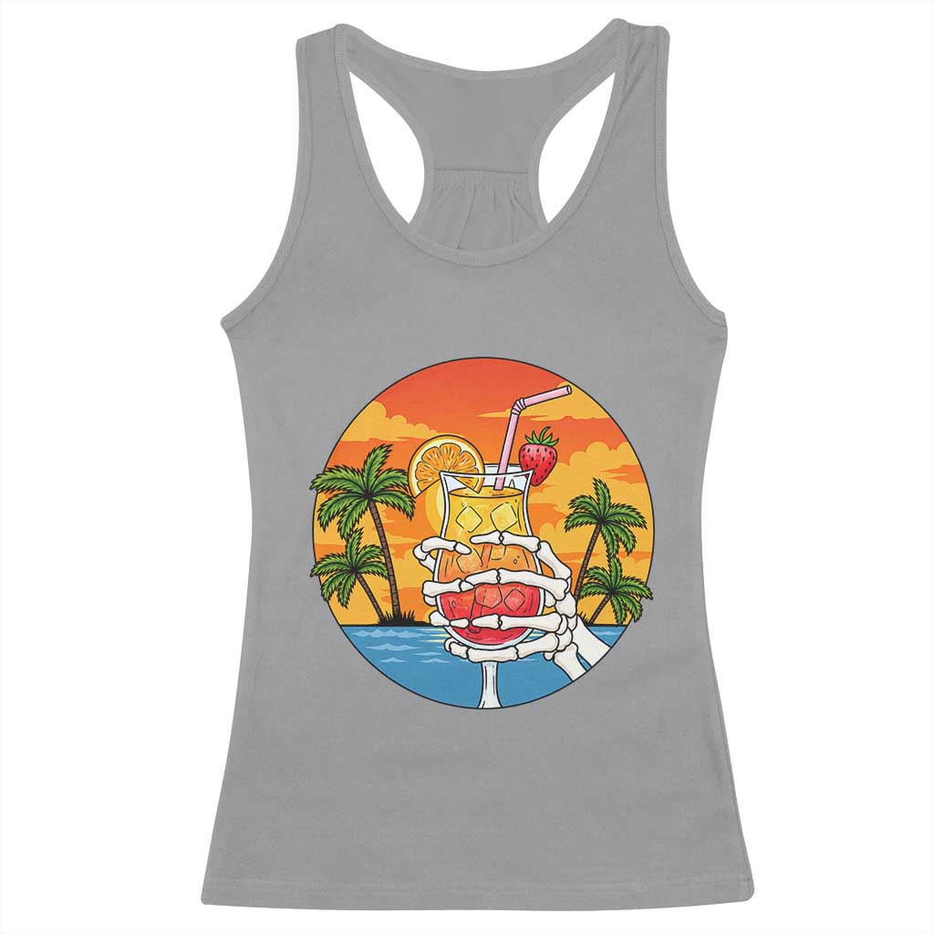 Tropical Skeleton Summerween Racerback Tank Top Beach Cocktail Vacation TS12 Sport Gray Print Your Wear