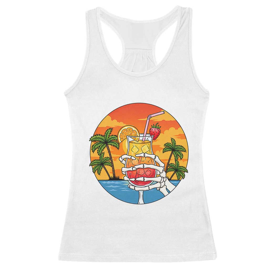 Tropical Skeleton Summerween Racerback Tank Top Beach Cocktail Vacation TS12 White Print Your Wear